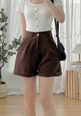 Quần short nữ ống rộng-Pure Linen 100% - OMEELY FASHION