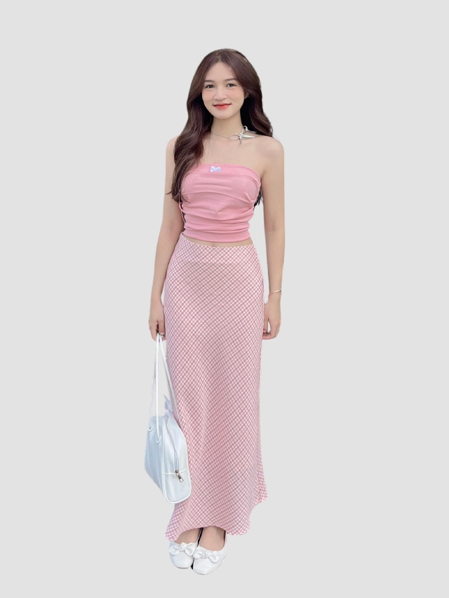 LAUREN- Váy hồng dáng dài