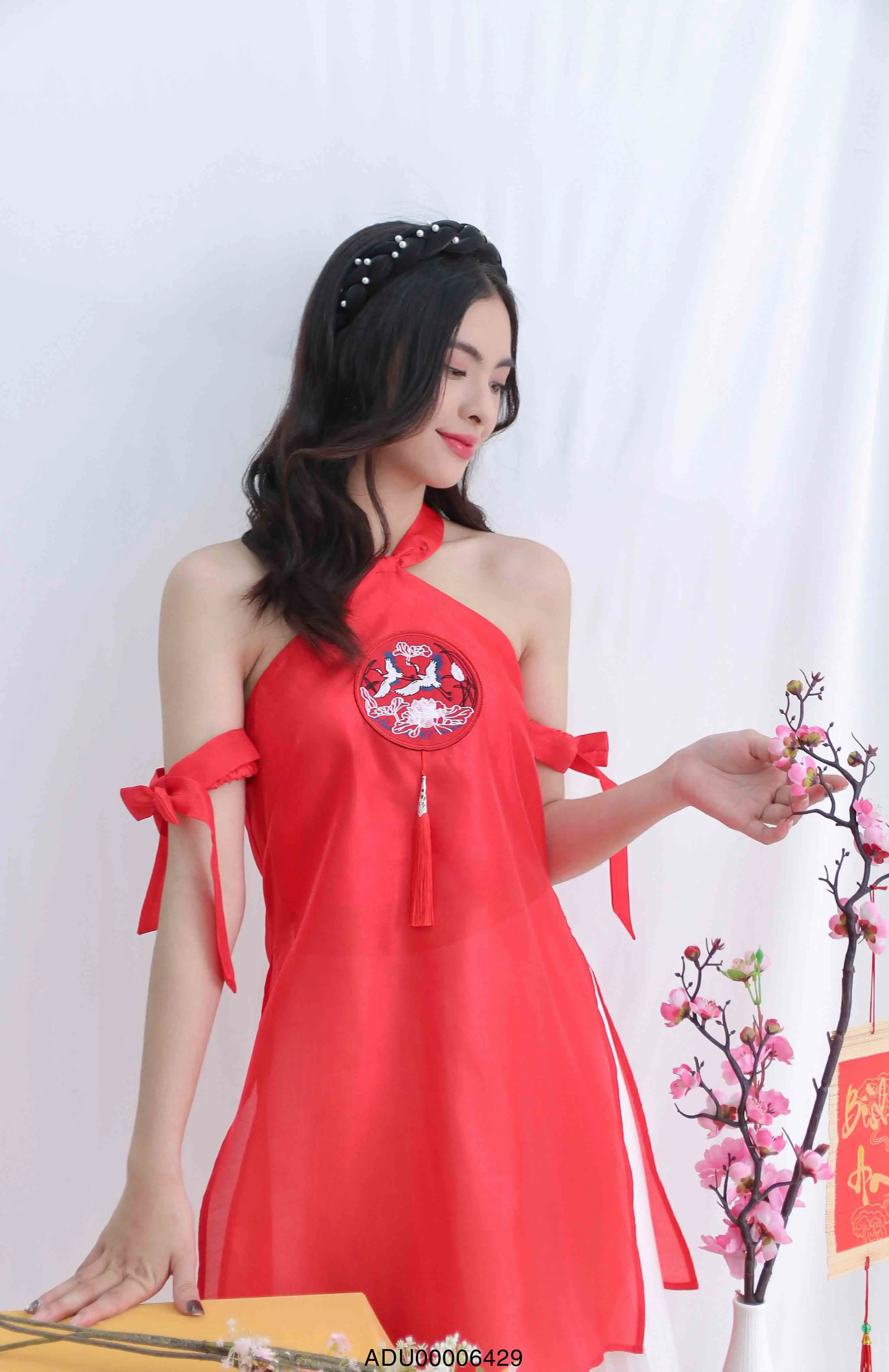 Áo dài dáng xuông thiết kế màu đỏ truyền thống nhẹ nhàng | Shopee Việt Nam