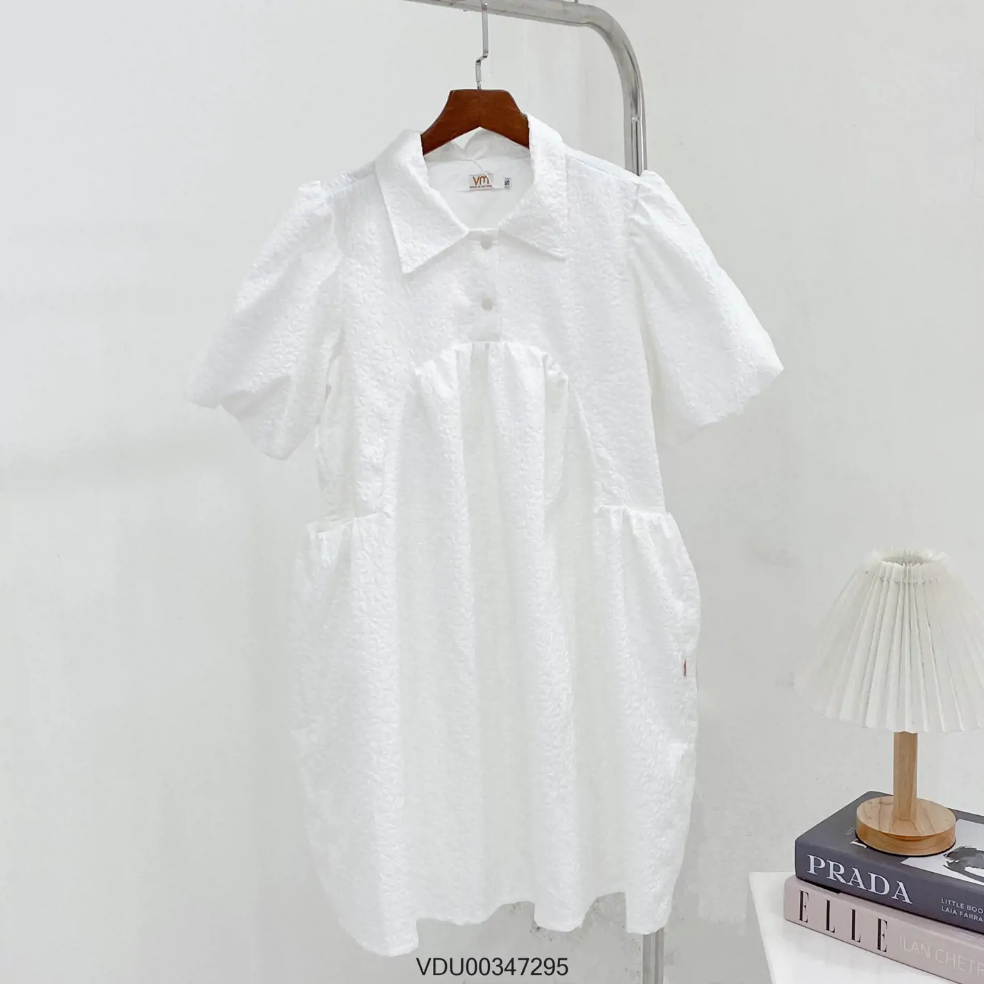 Váy Baby doll tay phồng siêu xinh, đầm babydoll ngắn tay màu trắng | Shopee  Việt Nam