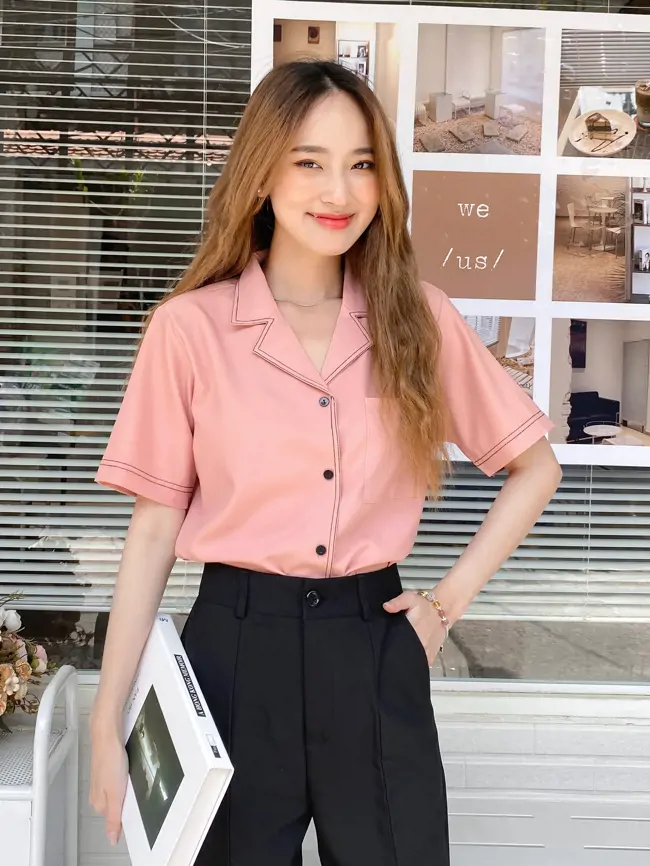 Áo sơ mi form rộng Unisex nam nữ tay dài Hàn Quốc kiểu Cổ Vest Cổ Ve khoác  ngoài vải lụa mềm mịn SMV01 | Shopee Việt Nam
