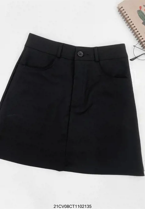 Chân váy kaki túi hộp chữ a màu đen trắng có lót quần bên trong 2 lớp phong  cách hàn quốc samsu