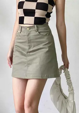 Mua Chân váy jean kaki nữ chữ A, chân váy bò ngắn cạp cao kèm quần trong  phong cách ulzzang Hàn Quốc V01 - Yeep