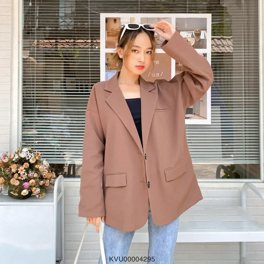 Áo khoác vest blazer nữ dài tay phong cách Hàn Quốc cổ 2 ve có đệm vai dáng  eo thiết kế đính khuy phù hợp đi chơi đi làm - TTS Dropship
