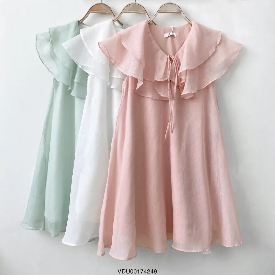 Đầm babydoll cánh tiên cổ nơ tiểu thư, dễ thương VDU00174