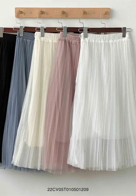 Chân váy dài lưng thun xếp ly 2 lớp công chúa 22CV05T010501