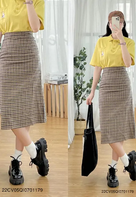 Hàng sẵn - 10 màu chân váy chữ a caro ngắn lưng thấp y2k mini skirt có lót