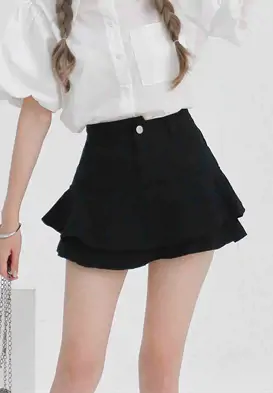 Chân váy ngắn 2 tầng xếp ly bồng bềnh ulzzang hai màu đen, trắng, chân váy  ngắn 2 lớp vải voan CV04 | Shopee Việt Nam
