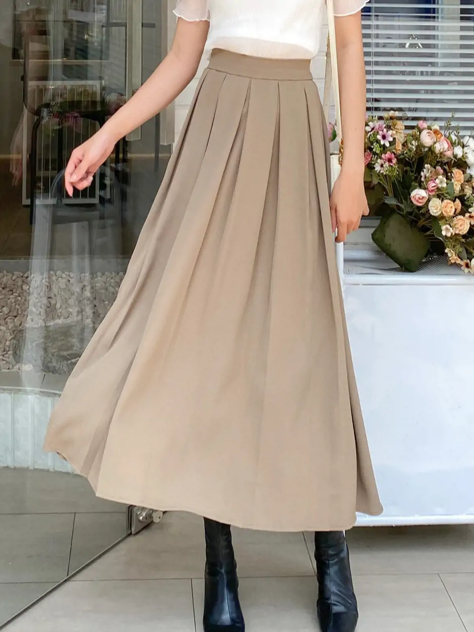 Chân váy đũi dài style Hàn Quốc Chân váy dài vintage Quảng Châu Đầm nữ CV04  - Chân váy dài | ThờiTrangNữ.vn
